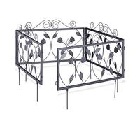 Clôture décorative de jardin en métal, 4 panneaux extérieurs avec feuilles, bordure de jardin vintage, 2,25 m, noir
