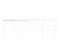 Clôture décorative en acier, 4 éléments de clôture et 5 poteaux, 6,8 m de long, acier revêtu par pulvérisation, robuste et durable, avec design à étrier et support horizontal pour plus de stabilité