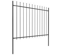 Clôture décorative en acier avec pointe de lance, 160 x 150 cm, noir, 9 éléments de clôture et 10 poteaux, longueur totale 15,3 m, clôture en acier revêtu par pulvérisation pour jardin, allée