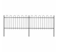 Clôture décorative en acier de 3,4 m de long avec 2 éléments de clôture et 3 poteaux, revêtement en poudre pour plus de stabilité et de durabilité, accessoires de montage inclus