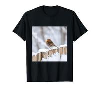 Clôture d'hiver pour Rouge-Gorge, enneigé, Motif Oiseau de la forêt givré T-Shirt