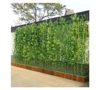 Clôture d'intimité d'extérieur en bambou artificiel résistant aux UV avec base en bois, mur d'intimité temporaire, fausses plantes vertes, 80 cm, hauteur 14 poteaux