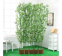 Clôture d'intimité en bambou artificiel - Panneau de séparation réaliste pour décoration de maison et de jardin, 1 m de haut, base de 0,5 m, idéal pour cloison de cour et haies de simulation