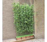 Clôture d'intimité en bambou artificiel pour jardin et terrasse - Mur en faux bambou de 1,5 m avec base en bois - Décoration de verdure à faible entretien pour balcon et terrasse - Paravent extérieur