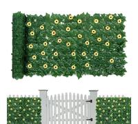 Clôture d'Intimité en Lierre Artificiel | Panneaux de Verdure Extensibles 1x3 m avec Tournesols,Panneau Décoratif Végétal Imitation Grimpantes Haie Artificielle Pour Jardin Balcon Terrasse