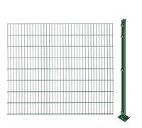 Clôture double fil avec poteaux à visser (hauteur : 163 cm, longueur : 12 m) | Panneaux double fil en vert | Résistant aux UV et aux intempéries
