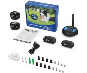 Clôture électrique sans Fil Rechargeable pour Chien de 200 m, étanche IP68, Mode d'entraînement avec bip + Choc, Ensemble émetteur et Collier(Convient pour 2 Chiens)