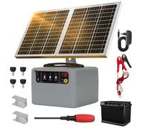 Clôture électrique solaire 48 km avec batterie, 6 kV-12 KV Berger électrique Contrôleur, 0,3-1,5 J Clôture électrique pour élevage d'animaux de berger, pour ferme, pâturage, jardin