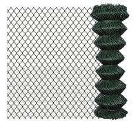 Clôture en acier à maillons de chaîne - 1,25 x 15 m - Vert - Matériel vert - Clôture de cage à poulets - Fil soudé pour cage à oiseaux, filet de gopher, maille de lapin, clôture de serpent - Filet de