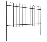 Clôture en acier avec arc rond noir, 2 éléments de clôture et 3 poteaux, 3,4 m de long, 100 cm de haut, clôture de jardin décorative en acier revêtu par pulvérisation, accessoires de montage inclus