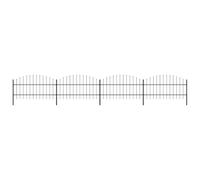 Clôture en acier avec pointe de lance noire, 4 éléments de clôture et 5 poteaux, longueur totale 6,8 m, 714,5 x 100 cm, clôture de jardin stable en acier haute performance pour l'intimité et la