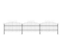 Clôture en acier noir 537 x 100 cm avec 3 éléments de clôture et 4 poteaux, longueur totale 5,1 m, poteaux verticaux avec pointe de lance et support horizontal pour plus de stabilité, montage facile