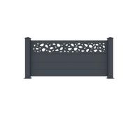 Clôture en aluminium anthracite - CASANOOV - Kit complet sur muret - Modèle SUNNY - Largeur 189 cm - Hauteur 89 cm
