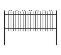 Clôture en arc à pointe DRONTEN en acier thermolaqué noir 200 x 130 cm avec panneaux emboîtables et accessoires de connexion pour jardin terrasse balcon extérieur