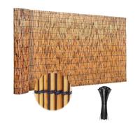 Clôture en bambou avec canisse d'intimité naturelle tissée avec des liens de câbles noirs Clôture de balcon sur mesure Clôture de jardin décorative résistante aux intempéries facile à installer respir