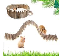 Clôture en bois pour hamster, pont à mâcher, cachette pour reptile, ermite, crabe, pont en bois pliable, rouleau de cachette naturel pour exercice molaire des dents - Accessoires pour petits animaux
