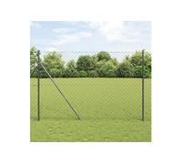 Clôture en chaîne avec 7 poteaux 1,5 x 10 m en acier galvanisé gris 3351108