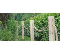 Clôture en corde de 80 cm de hauteur - Poteaux d'acacia pointés avec trou et corde comme délimitation de jardin ou de route