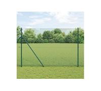 Clôture en fil soudé avec 13 poteaux verts 1,5x25 m en acier 3351737