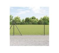 Clôture en fil soudé avec 7 poteaux à col de cône gris 0.8x10 m en acier 3352516