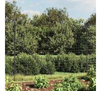 Clôture en grillage anthracite - 1,8 x 25 m - En acier galvanisé revêtu de PVC - Durable - Avec douilles de sol - Flexible - Pour terrain et enclos d'animaux, système de clôture extérieur robuste