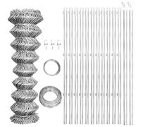 Clôture en grillage avec poteaux en acier galvanisé - 25 x 0,8 m - Argenté - Kit complet pour jardin et cour - Clôture extérieure robuste