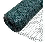Clôture en grillage hexagonal - 25 m de long × 50 cm de hauteur - Clôture en grillage revêtu de PVC - Pour poulailler, enclos de petits animaux, bordure de parterre - Galvanisée à chaud, résistante