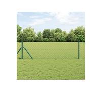Clôture en maillon de chaîne avec 7 poteaux 0,4x10 m Acier galvanisé Vert 3351074