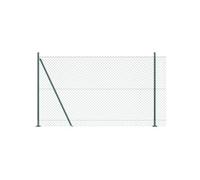 Clôture en maillons avec 7 poteaux flangés 1,6x10 m en acier galvanisé 3351233