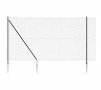 vidaXL Clôture en treillis métallique, 7 poteaux flangés, 0,8 x 10 m, acier galvanisé
