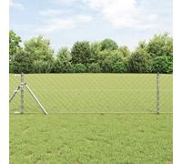 vidaXL Clôture en maillons de chaîne 0,6 x 10 m Acier galvanisé vert 7 poteaux