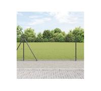 vidaXL Clôture en métal soudé avec 13 poteaux gris 0.8x25 m en acier