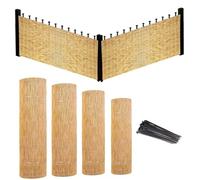 Clôture en Roseau Naturel Balcon Privé Canisse Brise Vue Bambou Jardin Occultant D'intimité 1.50mx5m 1mx10m Rouleaux de Clôture pour Extérieure/Jardin/Piscine/Toit/Cour(Ligne Blanche Naturelle)