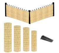 Clôture en Roseau Naturel Balcon Privé Canisse Brise Vue Bambou Jardin Occultant D'intimité 1.50mx5m 1mx10m Rouleaux de Clôture pour Extérieure/Jardin/Piscine/Toit/Cour(Ligne Noire Naturelle)