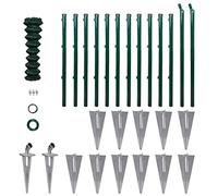 Clôture en treillis avec poteaux et manchons de sol en acier 0,8 x 25 m Vert mousse Kit complet Clôture de jardin Clôture d'animaux avec accessoires pour jardin, piscine, terrain de sport et brise-vue