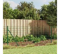 vidaXL Clôture en treillis métallique et piquet d'ancrage vert 1,4x25m