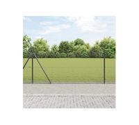 vidaXL Clôture en treillis soudé avec 7 poteaux à bride gris 0,8x10 m en acier