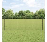 Clôture en fil soudé avec 5 poteaux en U Argent 0.8x10 m Acier 3336324