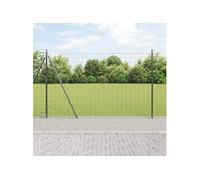 Clôture Euro avec 7 poteaux à bride 1,5x10 m en acier galvanisé 3350929