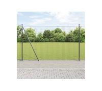 Vidaxl Clôture Euro Avec 7 Poteaux Flanqués 1,4x10 M En Acier Galvanisé