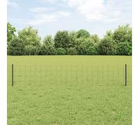 vidaXL Ensemble de clôtures de Jardin en Acier recouvert de PVC Gris | Clôture extérieure résistante au Soleil | 1 Rouleau | Design Robuste et Moderne | Barrière d'enclos pour Animaux | Rectangulaire