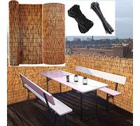 Clôture extérieure en bambou pour balcon et terrasse, moustiquaire décorative avec attaches de câble (taille : H 140 x L 400 cm)
