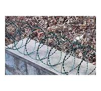 Clôture galvanisée à double spirale - 5 m - Vert - Fil de sécurité pour une protection maximale - Clôture périmétrique extérieure - Solution de défense anti-escalade