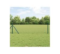 vidaXL Clôture hexagonale gris 0,6×50 m en acier + 13 poteaux verts Ø32 mm 100 cm acier galvanisé