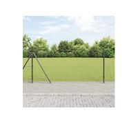 Clôture Hexagonale Vidaxl Grise 1x10 M En Acier, Poteaux De Clôture Vidaxl Avec Plaques De Base 7 Pcs Ø32mm 110cm En Acier Galvanisé