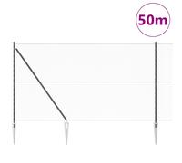 Clôture Hexagonale Grise Vidaxl 1,6x50 M En Acier, Poteaux De Clôture Vidaxl Avec Piquet 13 Pcs Ø32 Mm 180 Cm En Acier Galvanisé