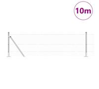 Clôture Hexagonale Vidaxl 0.4x10 M Acier Galvanisé, Poteaux De Clôture Vidaxl Avec Bases 7 Pcs Ø32mm 50cm Acier Galvanisé