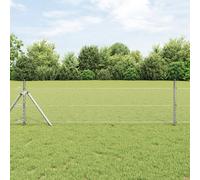 Clôture Hexagonale Vidaxl 0,5x50 M Acier Galvanisé, Poteaux De Clôture Vidaxl 13 Pcs Ø32 Mm 100 Cm Acier Galvanisé