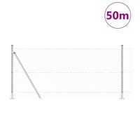 Clôture Hexagonale Vidaxl 0.8x50 M En Acier Galvanisé, Poteaux De Clôture Vidaxl Avec Plaques De Base 13 Pcs Ø32mm 90cm En Acier Galvanisé