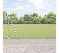 Clôture Hexagonale Vidaxl 1.2x10 M Acier Galvanisé, Pots De Clôture Vidaxl Avec Plaques De Base 7 Pcs Ø32mm 68.5cm Acier Galvanisé